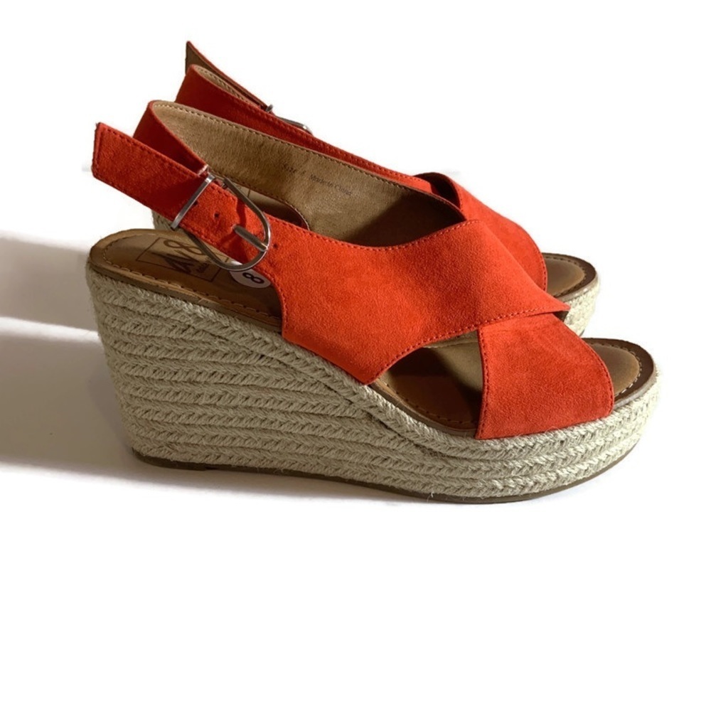 DV8 Dolce Vita Orange Tan Size 8 Wedge Sandals Espadrilles Platforms Sling Back